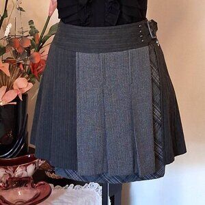 NWT DEPT Pleated Gray Mini High Waist Short Skirt Women’s Fall Winter Skirts